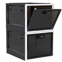 Gemaxvoled Lockable Medicine Box, Medicine Storage Box, Premium Material Lockable Storage Bin Organiser Box for Fridge Food/Snacks/Phone/Tablet Jail/Home Safety