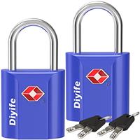TSA Luggage Locks with Keys, [2 Pack] Diyife Security Suitcase Padlocks with Keys Heavy Duty Zinc Alloy Travel Lock Small Suitcase Locks with 4 Keys for Luggage Travel Suitcase Bag Case (Black)