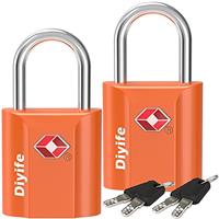 TSA Luggage Locks with Keys, [2 Pack] Diyife Security Suitcase Padlocks with Keys Heavy Duty Zinc Alloy Travel Lock Small Suitcase Locks with 4 Keys for Luggage Travel Suitcase Bag Case (Black)