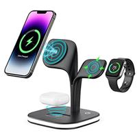 Magnetic Wireless Charger,3 in 1 Magsafe Wireless Charger Stand Compatible with iPhone 13/12/11/Pro/Pro Max/Mini, iWatch 7/6/ SE/5/4/3/2, AirPods 3/2/ Pro (Adapter)