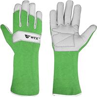 WFX Long Gardening Gloves Leather Ladies Men Women Durable Goatskin Garden Gloves Forearm Protection Thorn Proof Gardener Work Spandex Sleeves Rose Pruning Gift