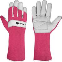 WFX Long Gardening Gloves Leather Ladies Men Women Durable Goatskin Garden Gloves Forearm Protection Thorn Proof Gardener Work Spandex Sleeves Rose Pruning Gift