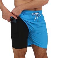 Arcweg Men's Swim Trunks Mens Swimming Shorts with Compression Liner Quick Dry Stretchy 2 in 1 Board Shorts with Zipper Pockets