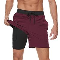 Arcweg Men's Swim Trunks Mens Swimming Shorts with Compression Liner Quick Dry Stretchy 2 in 1 Board Shorts with Zipper Pockets