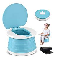 Travel Potty 2-in-1 Portable Potty for Toddlers Foldable Kids Training Toilet Seat for Boys Girls Baby Carry Potty Childrens Car Potty Chair for Camping Park Indoor Outdoor with 15pcs Potty Liners