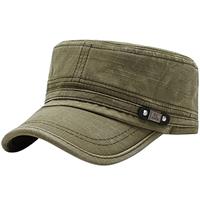 YeeHeen Unisex Cadet Army Cap Adjustable Flat Top Cap Washed