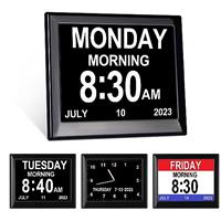 TSITSC Dementia Clock, Day Date Time Clock for Seniors Elderly Digital Calendar Dementia Impaired Vision Memory Loss Clock with 12 Alarms Reminders + Auto-Dimming