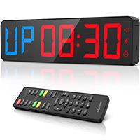 Gym Timer 15'' Large LED Digital Wall Clock, Interval Timer Clocks with Stopwatch,Countdown/Up,Adjustable Volume,Fitness Training Timer with Remote for Gym Home Garages Workout Outdoor Sports Exercise