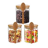 Glass Jars with Airtight Lid and Spoon,Glass Food Storage Jars Containers,Overnight Oats Containers with Lids,Decorative home Kitchen Jars for Spice Bath Salt Tea Coffee Sugar Canisters