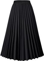 comefohome Womens Leopard Print Skirt Long Maxi Elasticated Waist Pleated A Line Skirts Boho Ladies