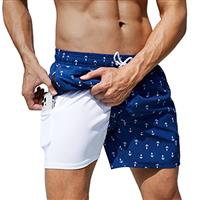 Arcweg Men's Swimming Shorts with Compression Liner Mens Swimming Trunks 2 in 1 Swim Shorts with Lining with Zipper Pockets Quick Dry Surfing Stretchy Beach Shorts
