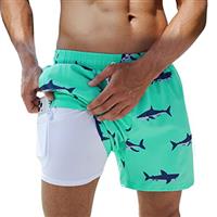 Arcweg Men's Swimming Shorts with Compression Liner Mens Swimming Trunks 2 in 1 Swim Shorts with Lining with Zipper Pockets Quick Dry Surfing Stretchy Beach Shorts