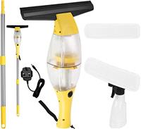 Window Vacuum Cordless Window Vac with Telescopic Handle, Spray Bottle and 280mm Blade, Suitable for Windows, Tiles, Mirrors and Glass, Electric Window Cleaning Helper
