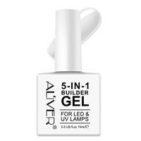 Builder Gel, 5 In 1 Builder Gel Clear Base Coat Strengthener Gel UV/LED Gel Polish For Hard Strong Nails Extensions & Tips, Repair Broken Nails, Nail Art Decoration Adhesive