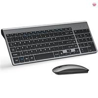 Wireless Keyboard and Mouse Ultra Slim Combo, TopMate 2.4G Silent Compact USB 2400DPI Mouse and Scissor Switch Keyboard Set with Cover, 2 AA and 2 AAA Batteries, for PC/Laptop/Windows/Mac