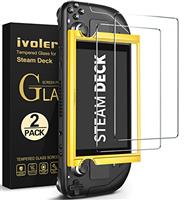 ivoler 2 Pieces Screen Protector for Valve Steam Deck/Steam Deck OLED with Easy Frame tool, Premium Tempered Glass, 9H Hardness, Bubble Free, Anti-scratch