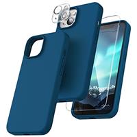 TOCOL 5 in 1 for iPhone 12 Case/iPhone 12 Pro Case 6.1", with 2 Pack Screen Protector + 2 Pack Camera Lens Protector, Silicone Slim Shockproof Cover [Anti-Scratch] [Drop Protection], Gray