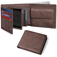 HOCRES Wallets for Mens Muti-Functional RFID Blocking Leather Slim Wallet with 15 Credit Card Holders, 2 Banknote Compartments & 2 ID Window Minimalist Wallets Men with Gift Box