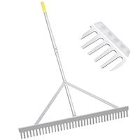 Byhagern Landscape Rake 36'', Aluminum Rake with Lightweight 69'' Handle, Landscaping Rakes Tool for Lawn Care, Lake and Beach