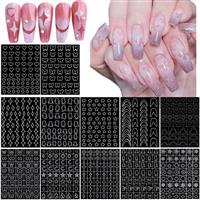 12 Sheets Airbrush Nail Stickers Nail Stencils,HOINCO Butter