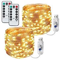 Lezonic [2 Pack] Fairy Lights, 120LEDs 13M 8 Modes String Lights Battery Operated, Indoor/Outdoor with Remote Timer for Bedroom, Party, Wedding, Christmas Decorations(Warm White)