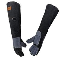 WZQH Leather Heat Resistant Gloves for BBQ Weld fireplace and Animal Handling etc.for Men or Women