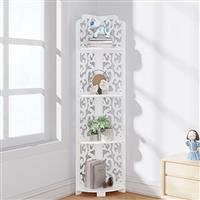 Dripex 4 Tier Bathroom Floor Cabinet, Slim White Storage Cabinet with Door, Narrow Free Standing Cupboards Adjustable Shelves for Bathroom, Bedroom or Balcony (Door Style 2)