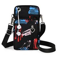 Aucuu Women Crossbody Phone Bag, Nylon Mini Crossbody Shoulder Bag with Detachable Adjustable Straps, Cellphone Purse Armband with Headphone Port for cellphones under 7 inches