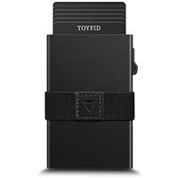 TOYFID Pop up Credit Card Wallet for Men-Metal Slim Minimalist Cards Holder with Money Pocket-RFID Blocking&Ultralight 6075 Aviation Aluminum Wallet-Automtic Card Case Wallet