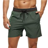 Arcweg Men's Swim Trunks Mens Board Shorts with Zipper Pockets Surfing Stretchy Beach Shorts Breathable Mesh Lining Quick Dry