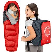 Trail Kids Sleeping Bag Mummy Shape 3 Season Camping 300gsm Boys Girls with Lightweight Rucksack Bag