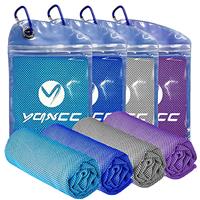 YQXCC 4 Pack Cooling Towels (100x30 cm) Cool Cold Towel, Soft Breathable Chilly Microfibre Towels for Yoga, Golf, Gym, Camping, Running, Fitness, Workout & More Activities