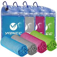 YQXCC 4 Pack Cooling Towels (100x30 cm) Cool Cold Towel, Soft Breathable Chilly Microfibre Towels for Yoga, Golf, Gym, Camping, Running, Fitness, Workout & More Activities