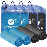 YQXCC 4 Pack Cooling Towels (100x30 cm) Cool Cold Towel, Soft Breathable Chilly Microfibre Towels for Yoga, Golf, Gym, Camping, Running, Fitness, Workout & More Activities