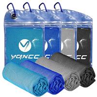 YQXCC 4 Pack Cooling Towels (100x30 cm) Cool Cold Towel, Soft Breathable Chilly Microfibre Towels for Yoga, Golf, Gym, Camping, Running, Fitness, Workout & More Activities