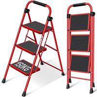 KINGRACK Step Ladder, Folding Ladder with Non-Slip and Wide Pedal, Folding Step Stool for Adults, Lightweight and Portable Step Ladder