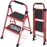 KINGRACK Step Ladder, Folding Ladder with Non-Slip and Wide Pedal, Folding Step Stool for Adults, Lightweight and Portable Step Ladder