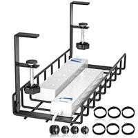 Under Desk Cable Management Tray, Xpatee Upgraded Wire Management No Drill No Screws, Cable Tray with Clamp for Desk Wire Management, Computer Cable Rack for Office, Home - No Damage to Desk