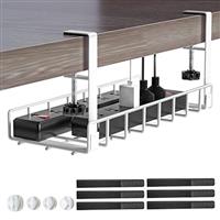 Under Desk Cable Management Tray, Xpatee Upgraded Wire Management No Drill No Screws, Cable Tray with Clamp for Desk Wire Management, Computer Cable Rack for Office, Home - No Damage to Desk