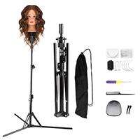 Neverland 63 Inch Wig Stand, Training Head Stands Tripod, Sturdy Metal Hairdressing Doll Mannequin Heads Stand, Canvas Foam Manikin Heads for Wigs, Training and Hairdressing
