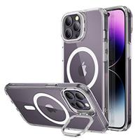ESR for iPhone 15 Case, MagSafe Silicone Case with Stand, Military-Grade Protection, Built-In Camera Stash Stand, Magnetic Phone Case for iPhone 15 Pro Max, Cloud Series, Black
