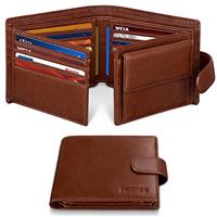 HOCRES Wallets for Mens Muti-Functional RFID Blocking Leather Slim Wallet with 16 Credit Card Holders, 2 Banknote Compartments & 2 ID Window Minimalist Wallets Men with Gift Box