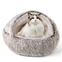 CATISM Cat Bed, Cat Igloo Cave Pet Bed for Dogs Large Indoor Tent Cave Nesting Bed Anti-slip 2-in-1 Triangle Cave House Nest House with Handle Washable Removable Pillow Cushion (White)