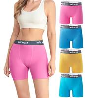 wirarpa Women's Boxer Briefs 5.5" Inseam Slip Shorts Anti Chafing Boyshort Panties for Under Dresses Leggings 4 Pack