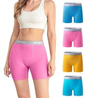 wirarpa Women's Boxer Briefs 5.5" Inseam Slip Shorts Anti Chafing Boyshort Panties for Under Dresses Leggings 4 Pack
