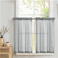 TOPICK Linen Blend Small Kitchen Curtains for Bathroom Cupboard Cabinet