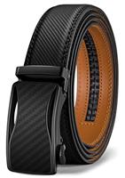 KEMISANT Mens Ratchet Belt, Leather Adjustable Slide Belt For Mens Dress Casual Pant 1 3/8",Size Adjustable