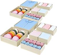 DIMJ Fabric Drawer Organiser Drawer Dividers Wardrobe Storage Organiser Underwear Organisers clothes