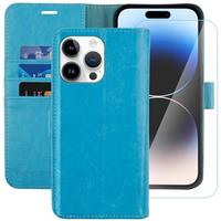 MONASAY Wallet Case for iPhone 14 5G,[Glass Screen Protector Included] [RFID Blocking] Flip Folio Leather Cell Phone Cover with Credit Card Holder6.1-inch