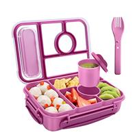 Amathley Bento Box Adult Lunch Box,Leakproof Lunch Box Kids with 1300ML-5 Compartments,Bento Box with Sauce Vontainers,Microwave & Dishwasher & Freezer